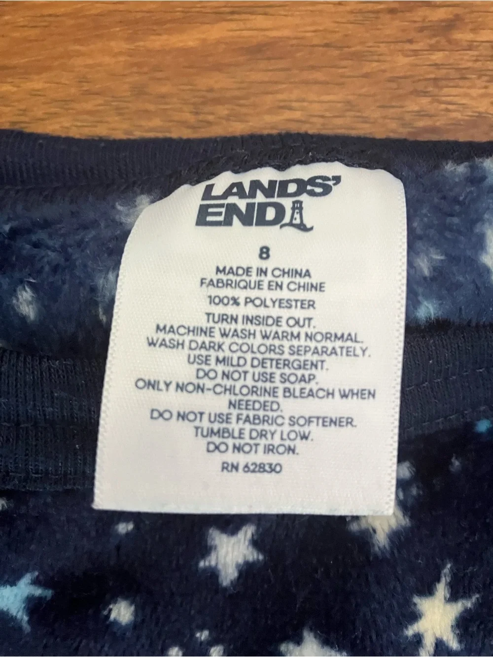 Lands' End Navy Moon & Star Fleece Pajama Set